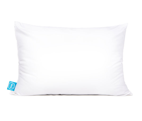 Single white pillow, standard size, with blue One Fresh Pillow tag