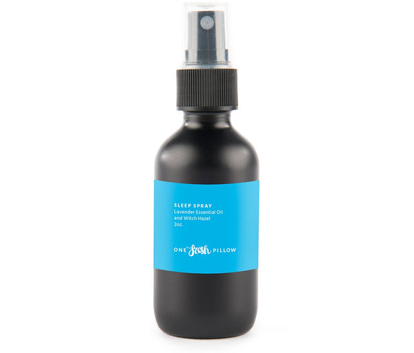 Small black spray bottle with blue One Fresh Pillow label
